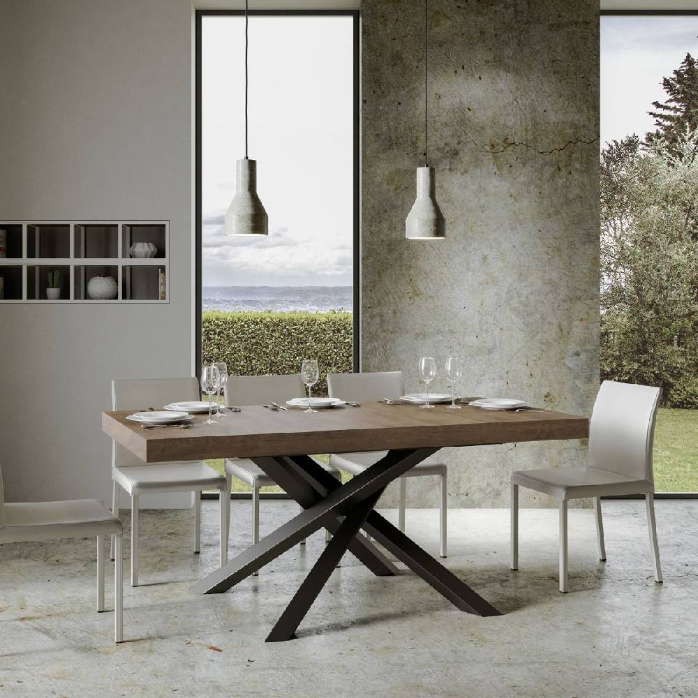 Itamoby Tavolo Volantis Allungabile piano Noce 90×160 Allungato 264 telaio Antracite Offerta speciale della fabbrica