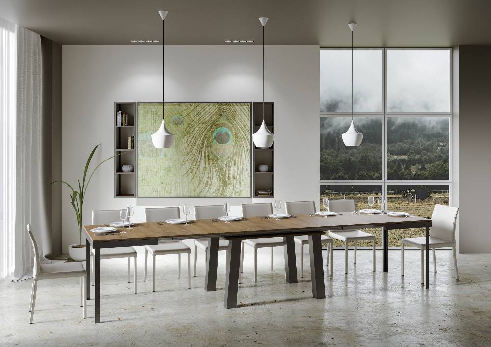Itamoby Tavolo Bridge Evolution piano Noce 90×180 Allungato 440 telaio Antracite Trasporto libero internazionale