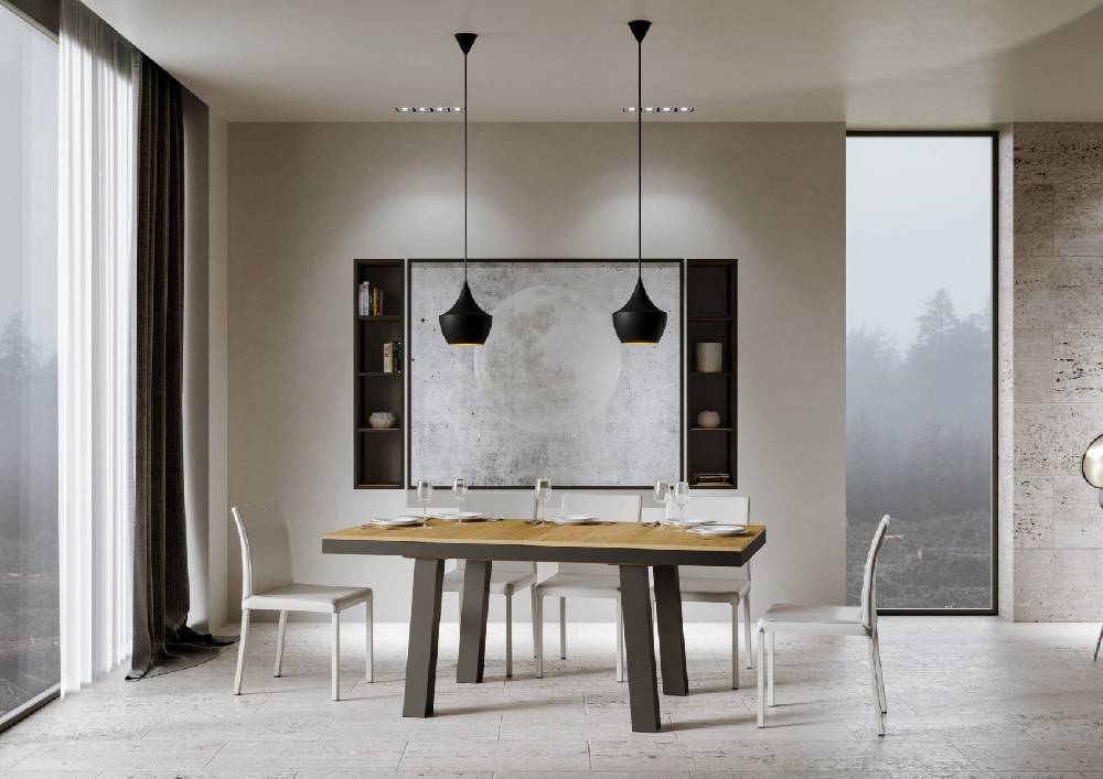 Itamoby Tavolo Bridge Evolution piano Quercia Natura 90×180 Allungato 440 telaio Antracite Limitato a 3 giorni