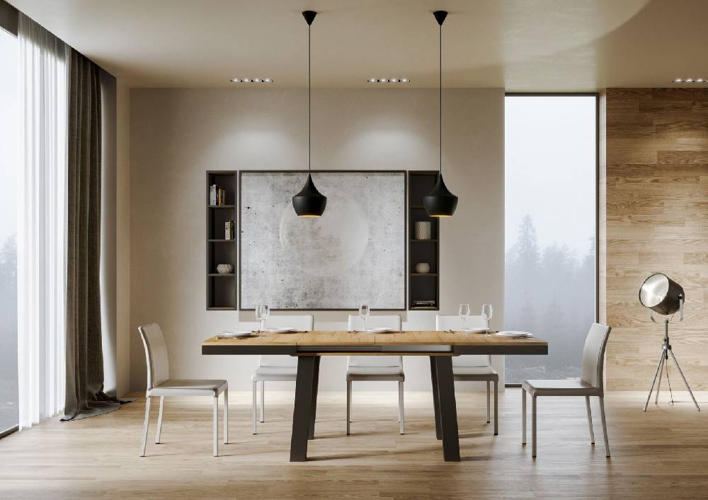 Itamoby Tavolo Bridge Evolution piano Quercia Natura 90×180 Allungato 440 telaio Antracite Limitato a 3 giorni