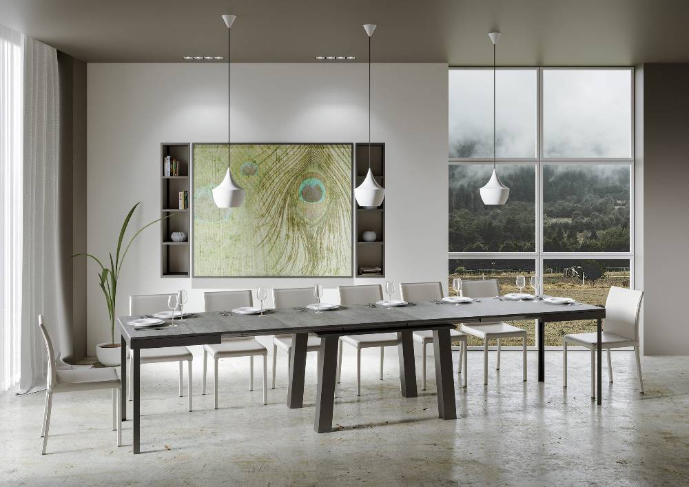Itamoby Tavolo Bridge Evolution piano Cemento 90×120 Allungato 380 telaio Antracite 2025