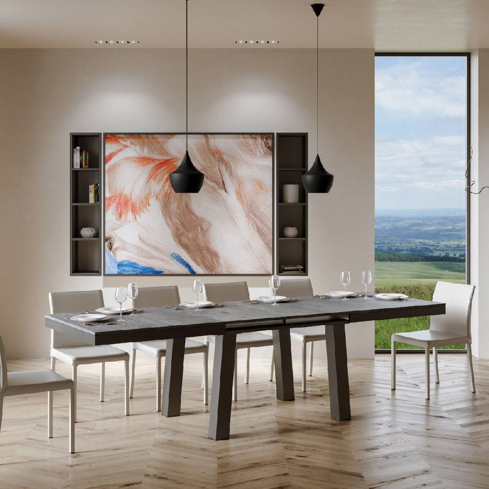 Itamoby Tavolo Bridge Evolution piano Cemento 90×180 Allungato 284 telaio Antracite Nuovo
