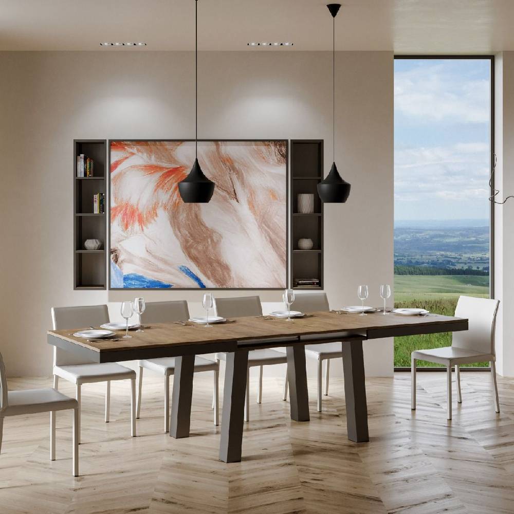 Itamoby Tavolo Bridge Evolution piano Noce 90×160 Allungato 264 telaio Antracite Promozione