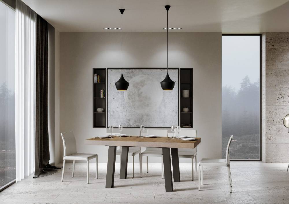 Itamoby Tavolo Bridge Allungabile piano Noce 90×180 Allungato 440 telaio Antracite Promozione Limitata