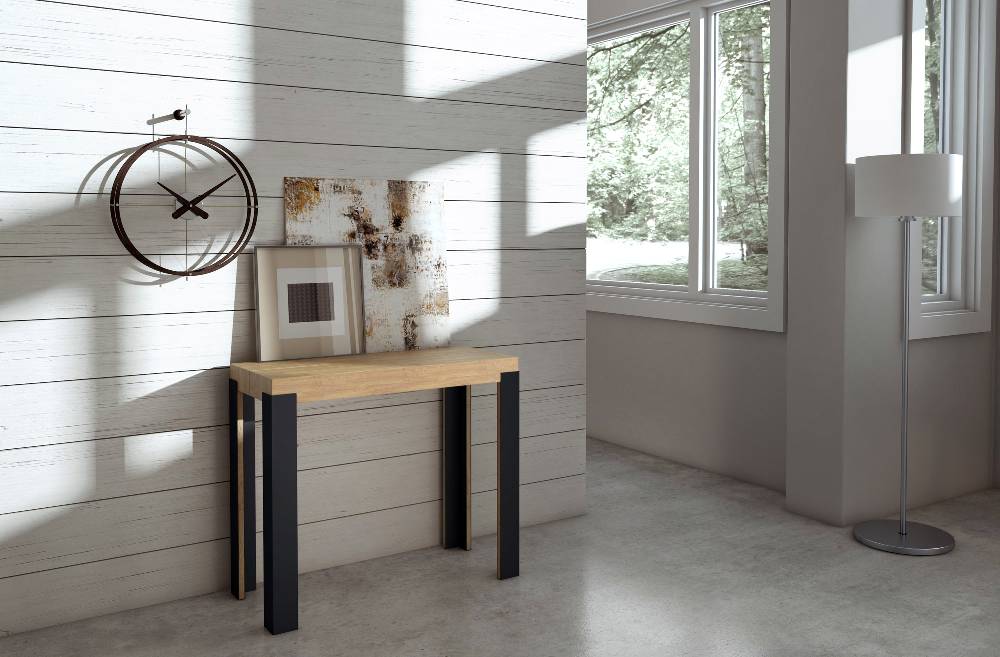 Itamoby Consolle Linea Quercia Natura gambe Antracite Convenienza