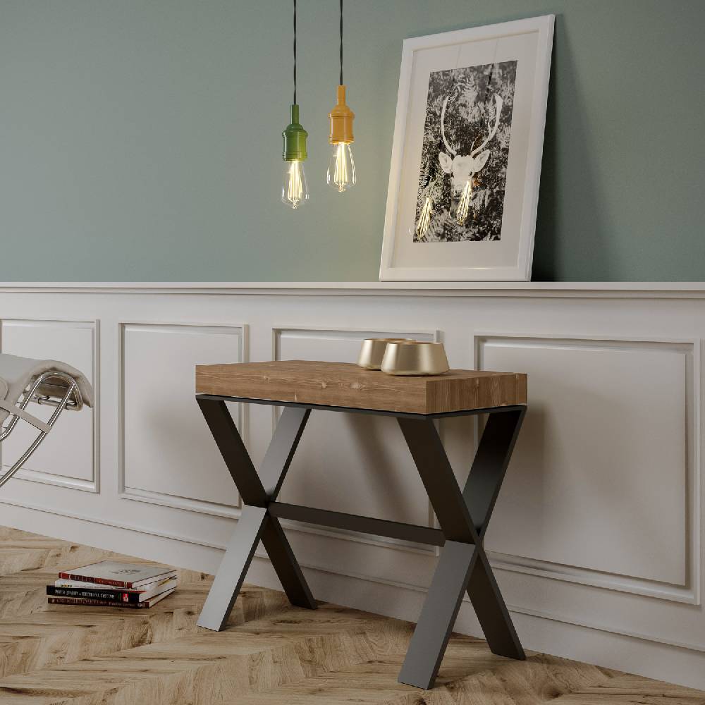 Itamoby Consolle Xenia Small Premium Abete Tinto telaio Antracite