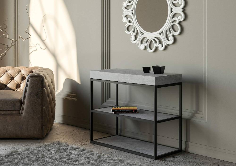 Itamoby Consolle Plano Small Premium Cemento telaio Antracite Duty-free