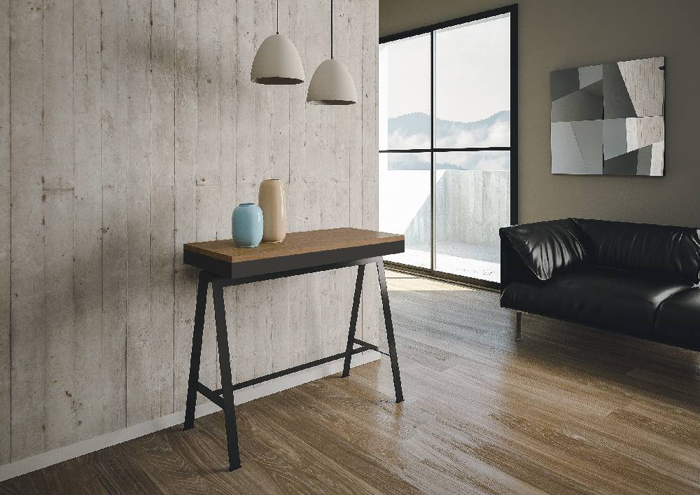 Itamoby Consolle Banco Evolution Small Abete Tinto telaio Antracite Soddisfazione Garantita