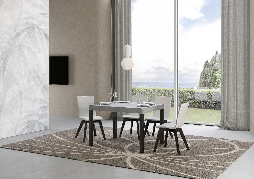 Itamoby Tavolo everyday piano cemento cm. 80×120 allungabile fino a 204 telaio Antracite Offerta per la Festa della Mamma