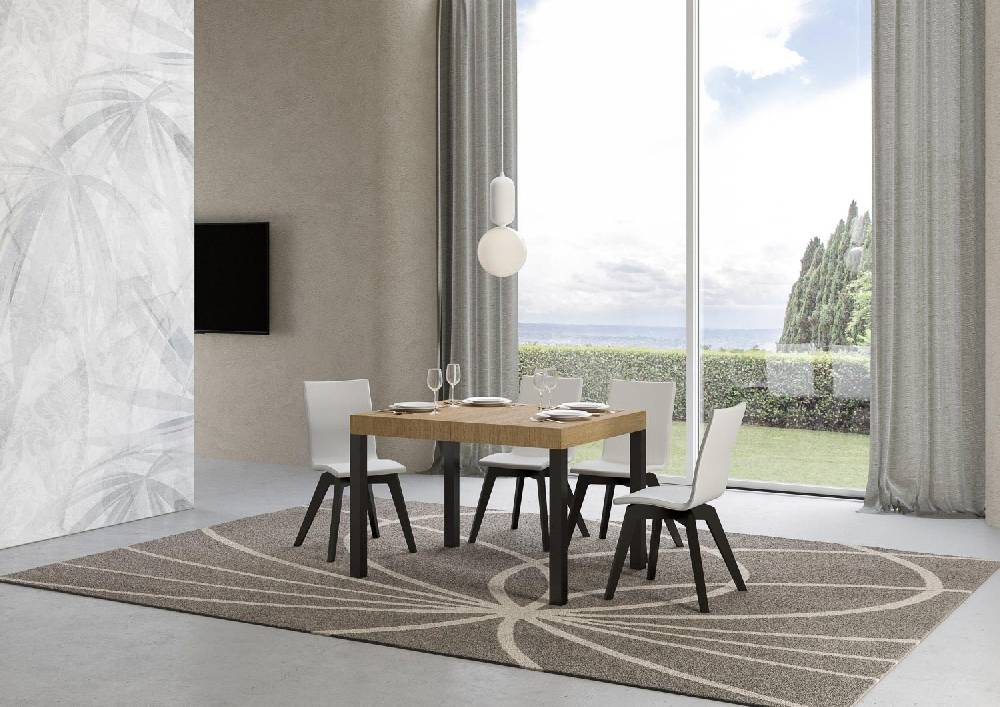 Itamoby Tavolo everyday piano quercia natura cm. 80×120 allungabile fino a 204 telaio Antracite Offerta Giorno del Papà