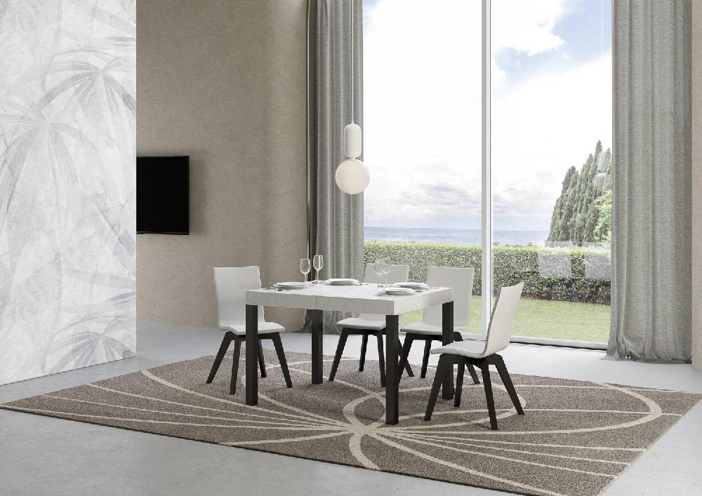 Itamoby Tavolo everyday piano bianco frassino cm. 80×120 allungabile fino a 204 telaio Antracite Offerta San Valentino