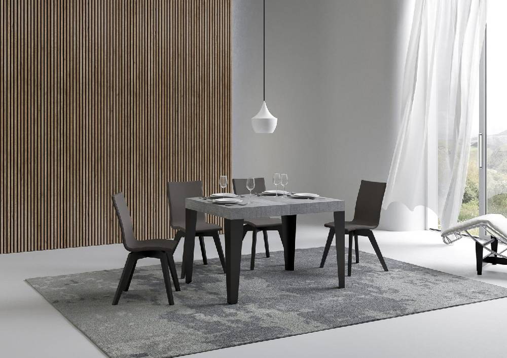 Itamoby Tavolo Flame piano cemento cm. 80×120 allungabile fino a 204 telaio Antracite Online Outlet