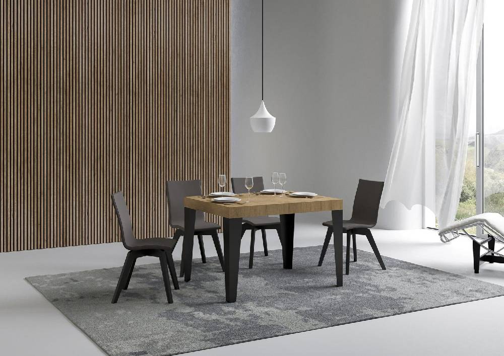 Itamoby Tavolo Flame piano quercia natura cm. 80×120 allungabile fino a 204 telaio Antracite Offerta temporanea