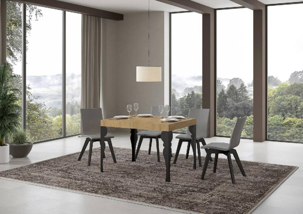 Itamoby Tavolo Paxon piano quercia natura cm. 80×120 allungabile fino a 204 telaio Antracite Comprane uno, ottenene uno gratis