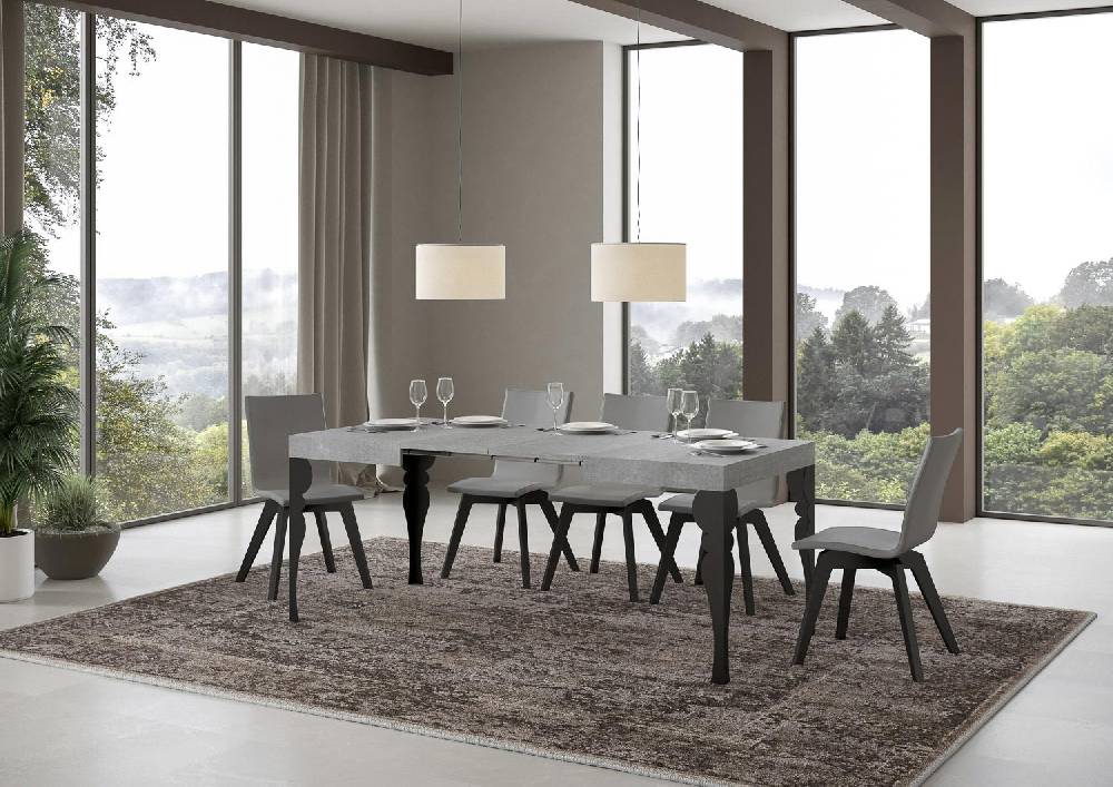 Itamoby Tavolo Paxon piano cemento cm. 70×110 allungabile fino a 194 telaio Antracite Enormi risparmi