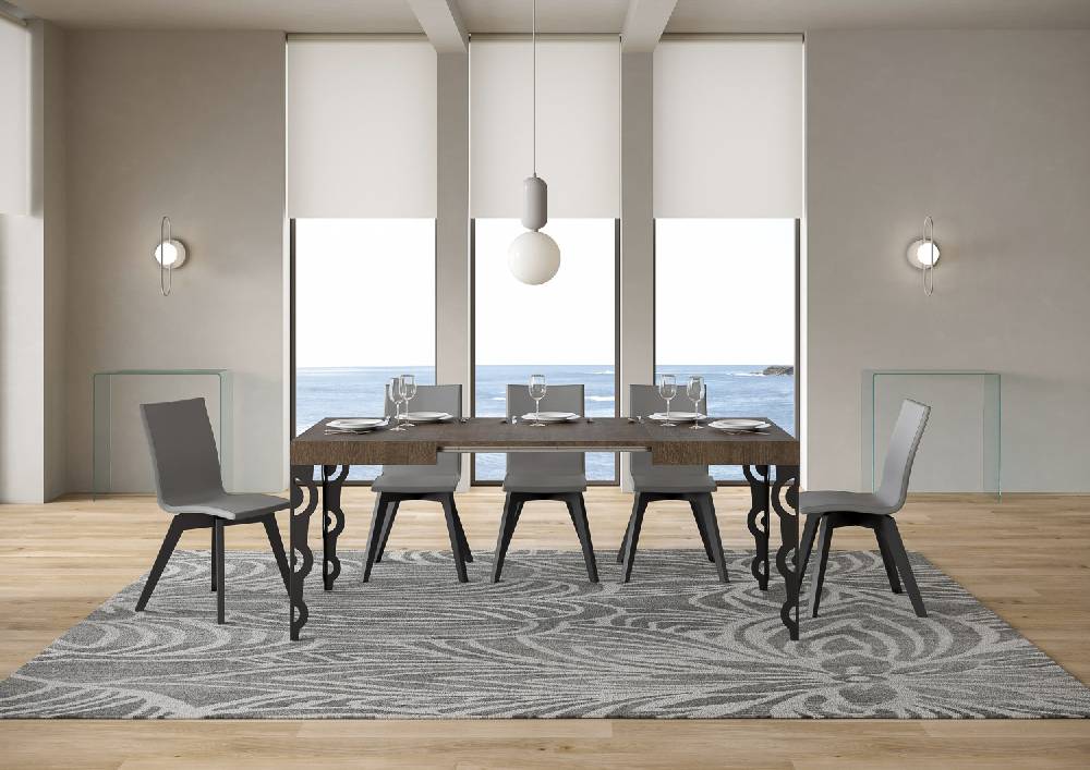 Itamoby Tavolo Karamay piano noce cm. 80×120 telaio allungabile fino a 204 Antracite Super Saving Price