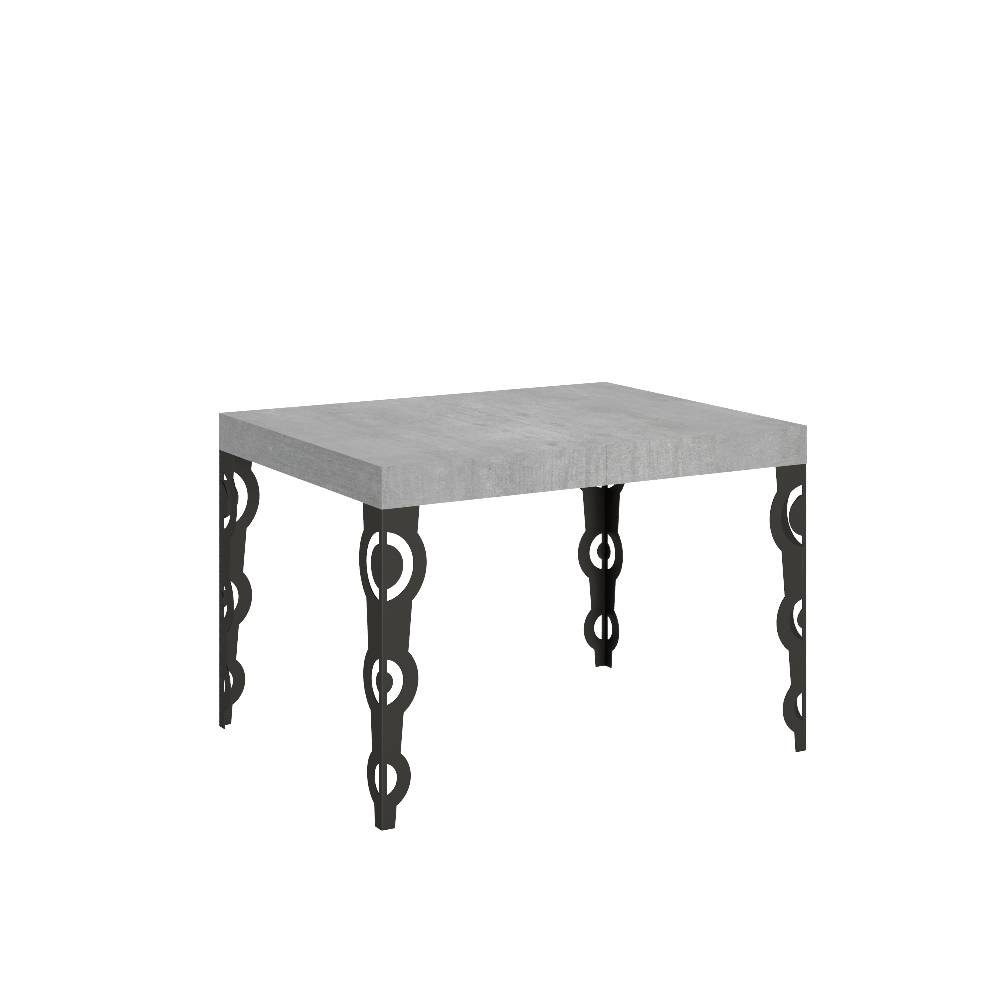 Itamoby Tavolo Karamay piano cemento cm. 80×120 allungabile fino a 204 telaio Antracite