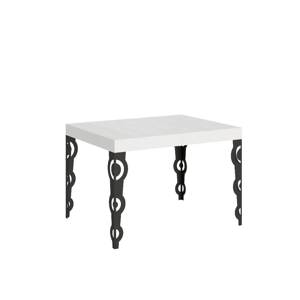Itamoby Tavolo Karamay piano bianco frassino cm. 80×120 allungabile fino a 204 telaio Antracite