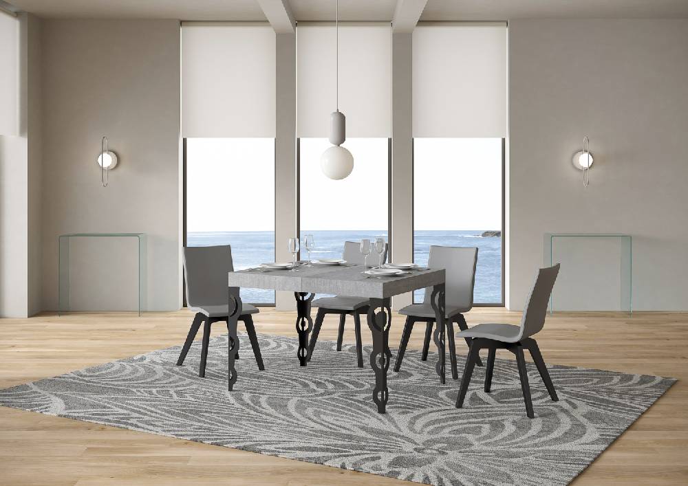 Itamoby Tavolo Karamay piano cemento cm. 70×110 allungabile fino a 194 telaio Antracite ACQUISTA ORA