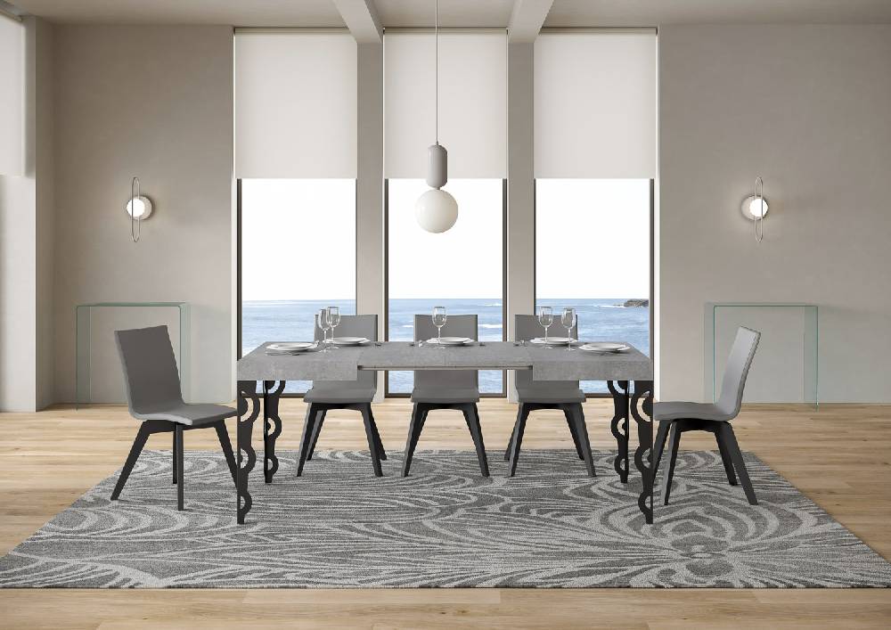 Itamoby Tavolo Karamay piano cemento cm. 70×110 allungabile fino a 194 telaio Antracite ACQUISTA ORA