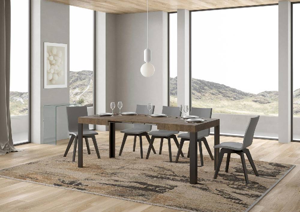 Itamoby Tavolo Linea piano noce cm. 80×120 allungabile fino a 204 telaio Antracite Ultimo giorno