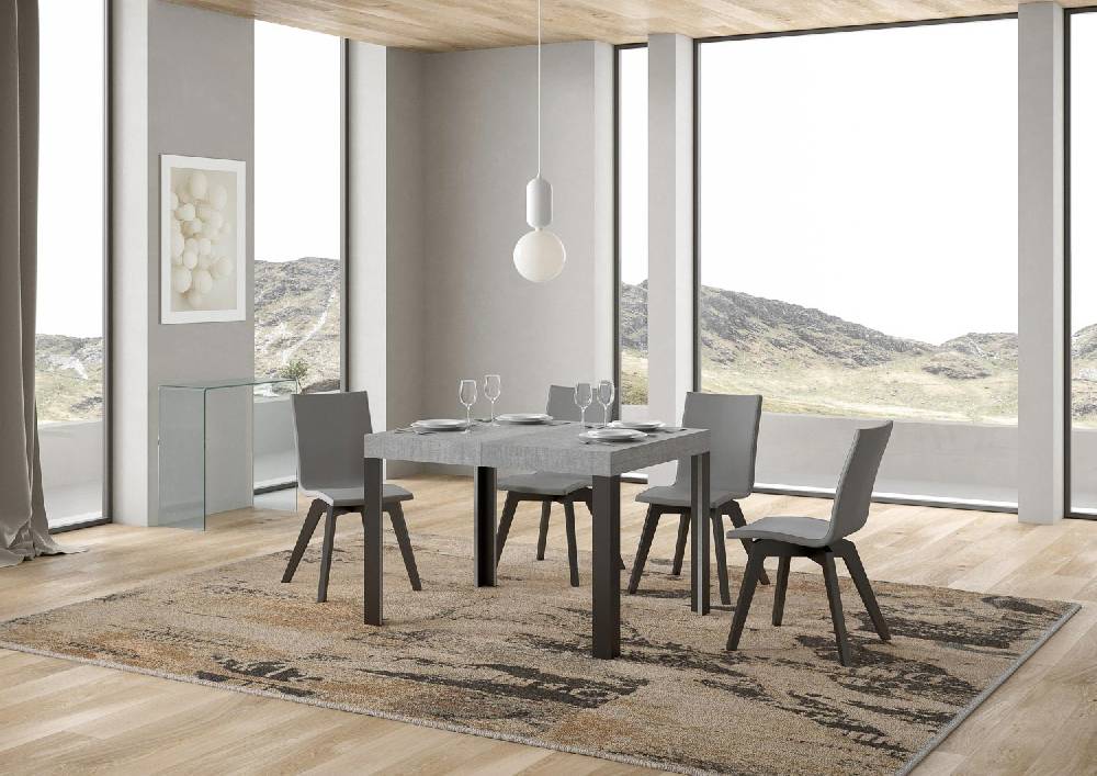 Itamoby Tavolo Linea piano cemento cm. 80×120 allungabile fino a 204 telaio Antracite Promozione temporanea