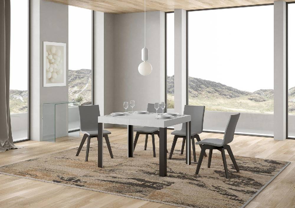Itamoby Tavolo Linea piano bianco frassino cm. 80×120 allungabile fino a 204 telaio Antracite Fino al 60% di sconto