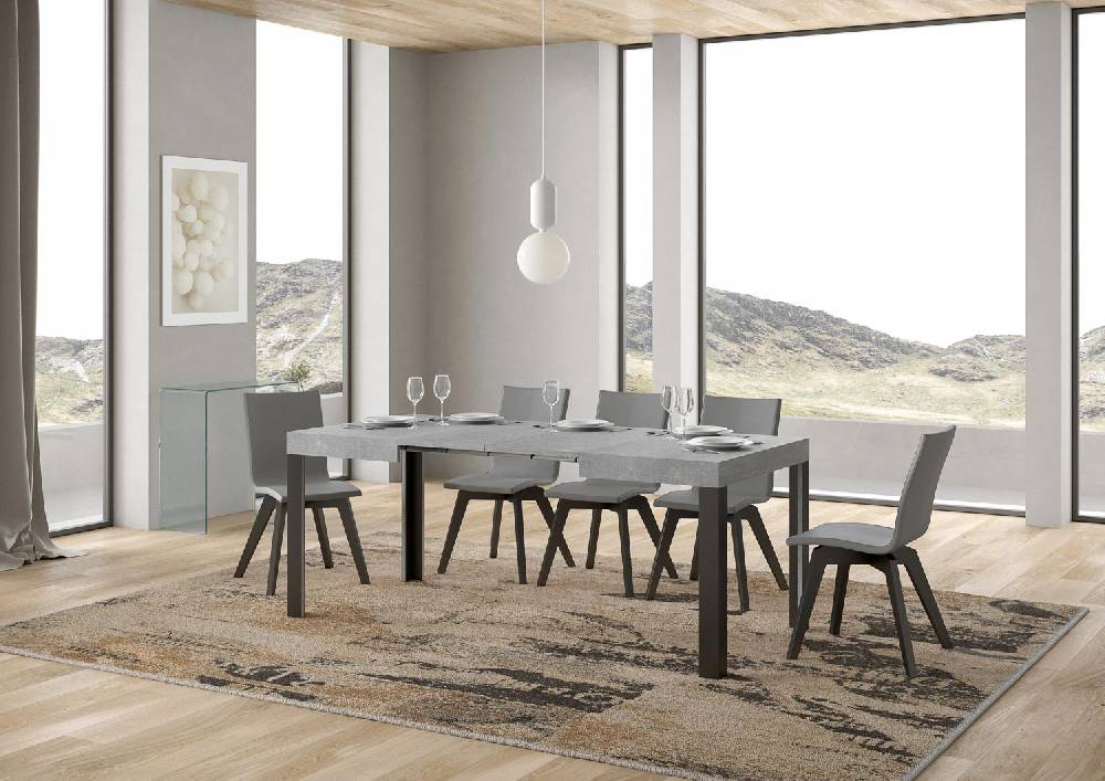 Itamoby Tavolo Linea piano cemento cm. 70×110 allungabile fino a 194 telaio Antracite Only for today