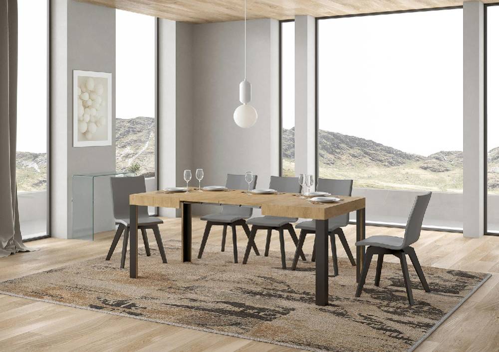 Itamoby Tavolo Linea piano quercia natura cm. 70×110 allungabile fino a 194 telaio Antracite Offerta speciale della fabbrica