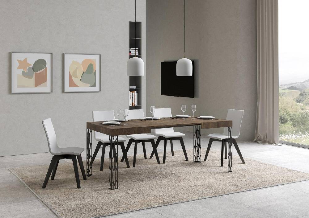 Itamoby Tavolo Ghibli piano noce cm. 80×120 allungabile fino a 204 telaio Antracite Fino al 55% di sconto