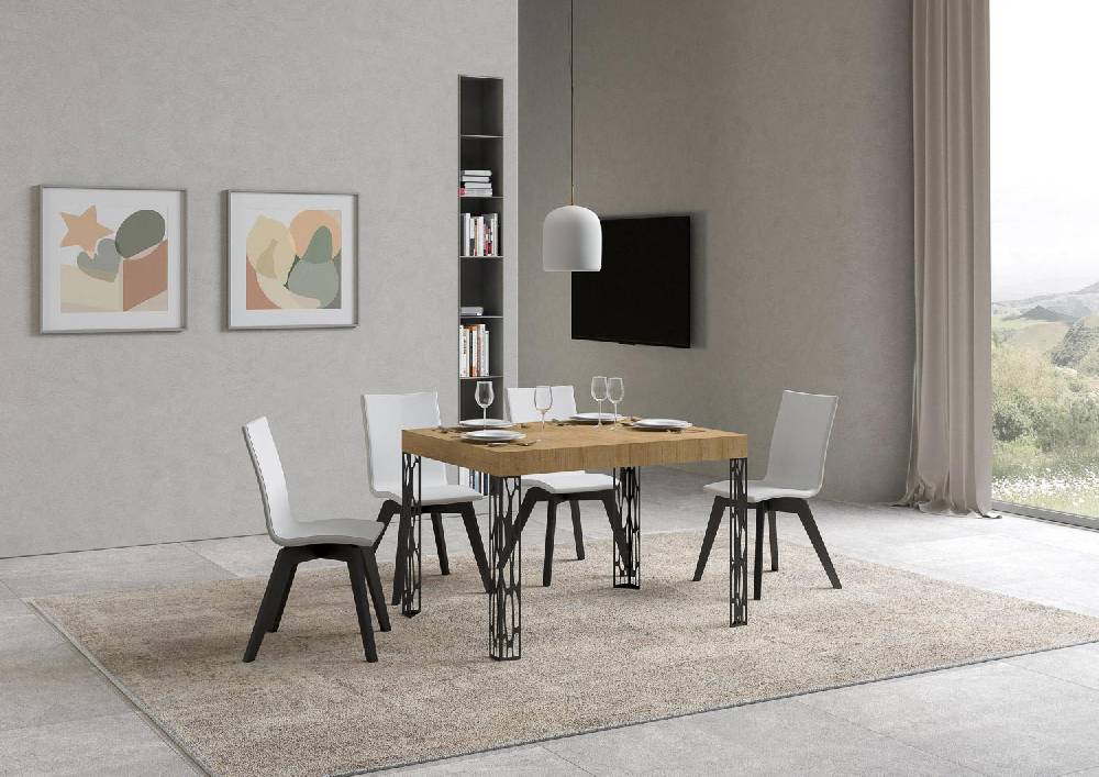 Itamoby Tavolo Ghibli piano quercia natura cm. 80×120 allungabile fino a 204 telaio Antracite Solo un giorno rimasto
