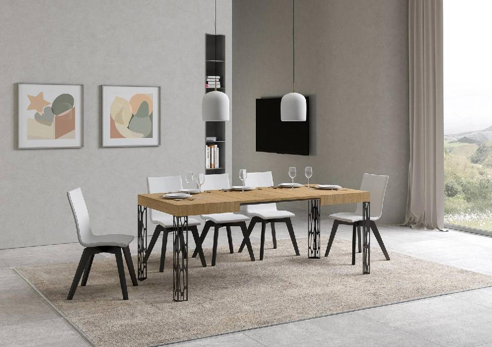 Itamoby Tavolo Ghibli piano quercia natura cm. 70×110 allungabile fin a 194 telaio Antracite Trasporto libero internazionale