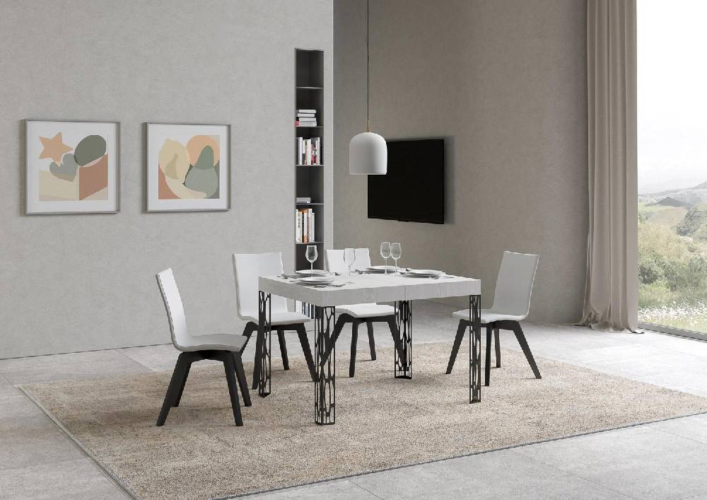 Itamoby Tavolo Ghibli piano bianco frassino cm. 70×110 allungabile fin a 194 telaio Antracite Officina