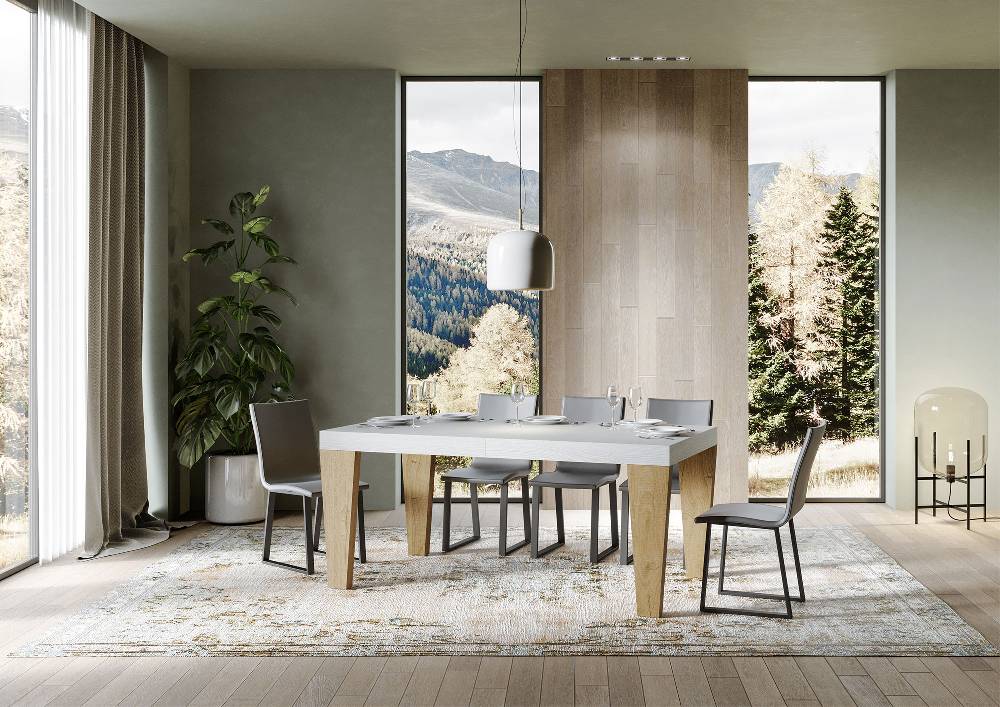 Itamoby Tavolo Spimbo Mix Allungabile Piano Bianco Frassino Gambe Quercia Natura 90×180 Allungato 284 Duty-free