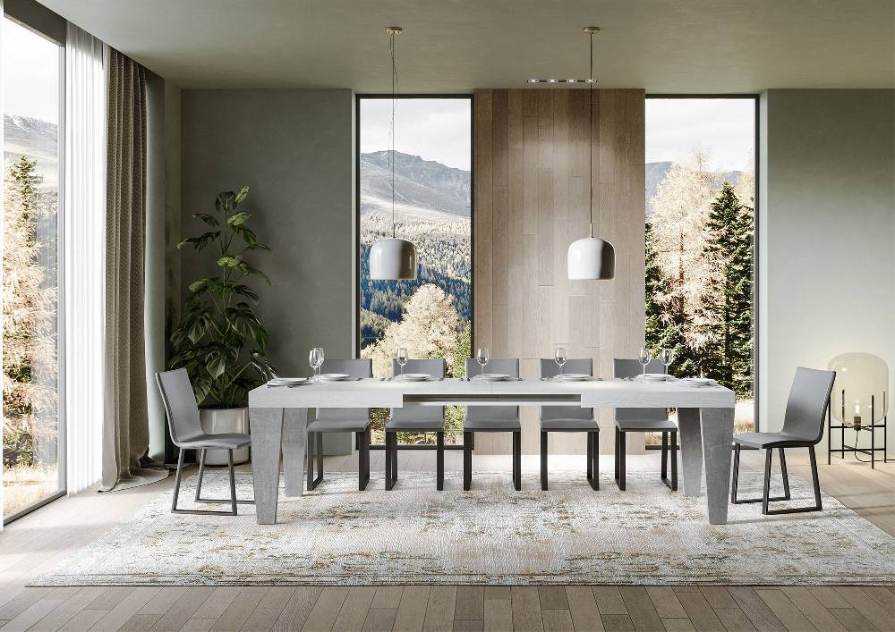 Itamoby Tavolo Spimbo Mix Allungabile Piano Bianco Frassino Gambe Cemento 90×180 Allungato 440 Sconti questo mese
