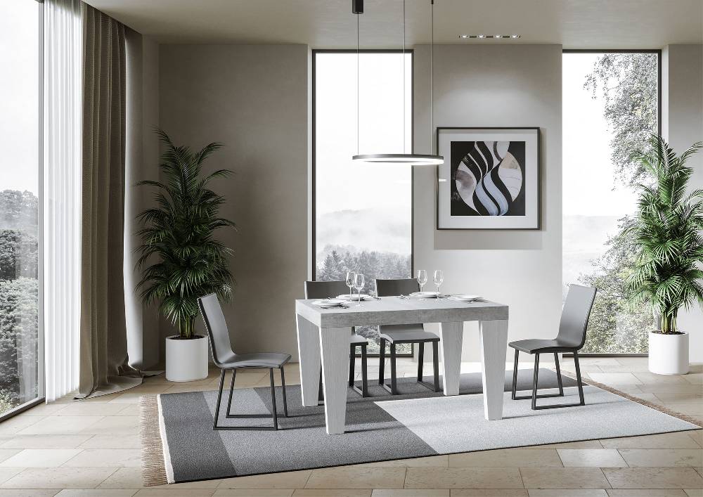 Itamoby Tavolo Spimbo Mix Allungabile Piano Cemento Gambe Bianco Frassino 90×130 Allungato 390 Vendita
