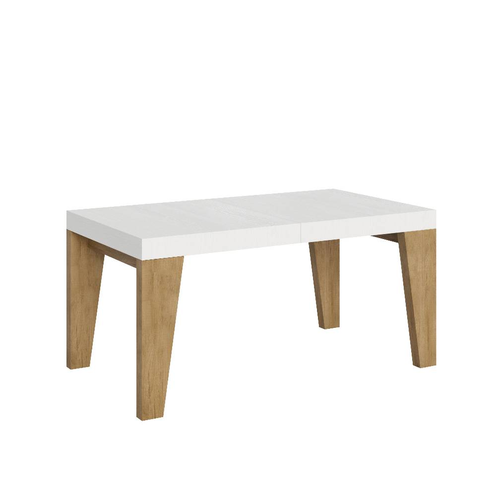 Itamoby Tavolo Naxy Mix Allungabile Piano Bianco Frassino Gambe Quercia Natura 90×160 Allungato 264 Novità