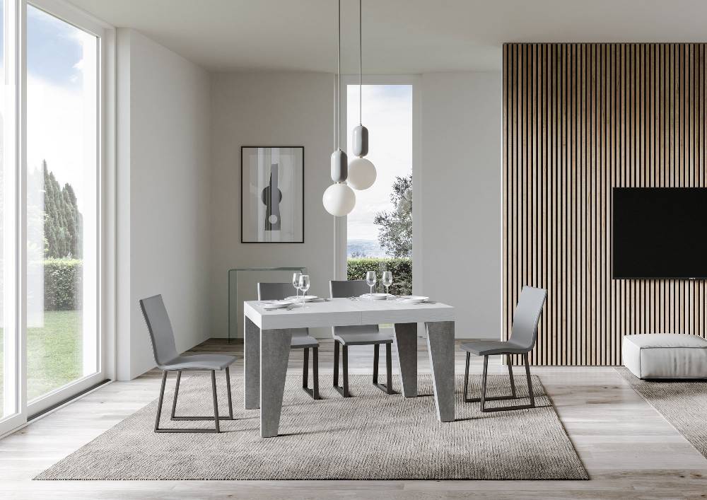 Itamoby Tavolo Naxy Mix Allungabile Piano Bianco Frassino Gambe Cemento 90×130 Allungato 390 Online