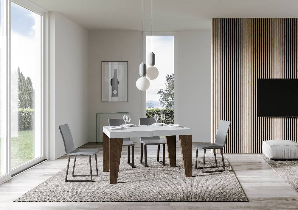 Itamoby Tavolo Naxy Mix Allungabile Piano Bianco Frassino Gambe Noce 90×130 Allungato 390 In Vendita