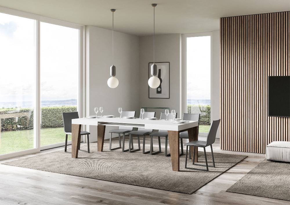 Itamoby Tavolo Naxy Mix Allungabile Piano Bianco Frassino Gambe Noce 90×130 Allungato 390 In Vendita