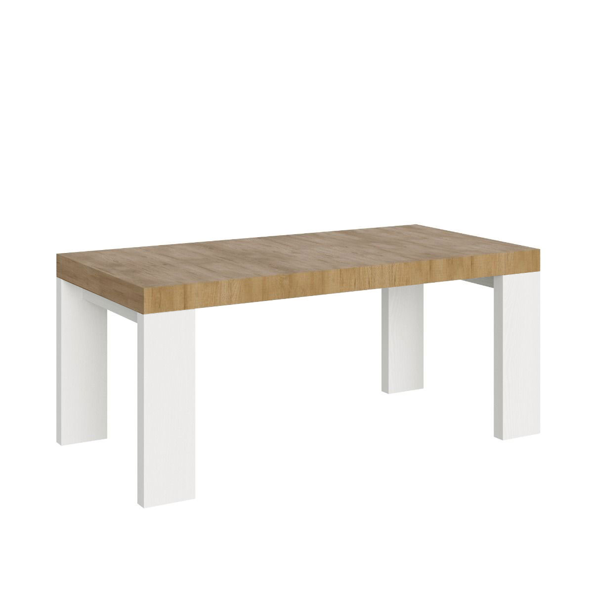 Itamoby Tavolo Roxell Mix Allungabile Piano Quercia Natura Gambe Bianco Frassino 90×180 Allungato 284