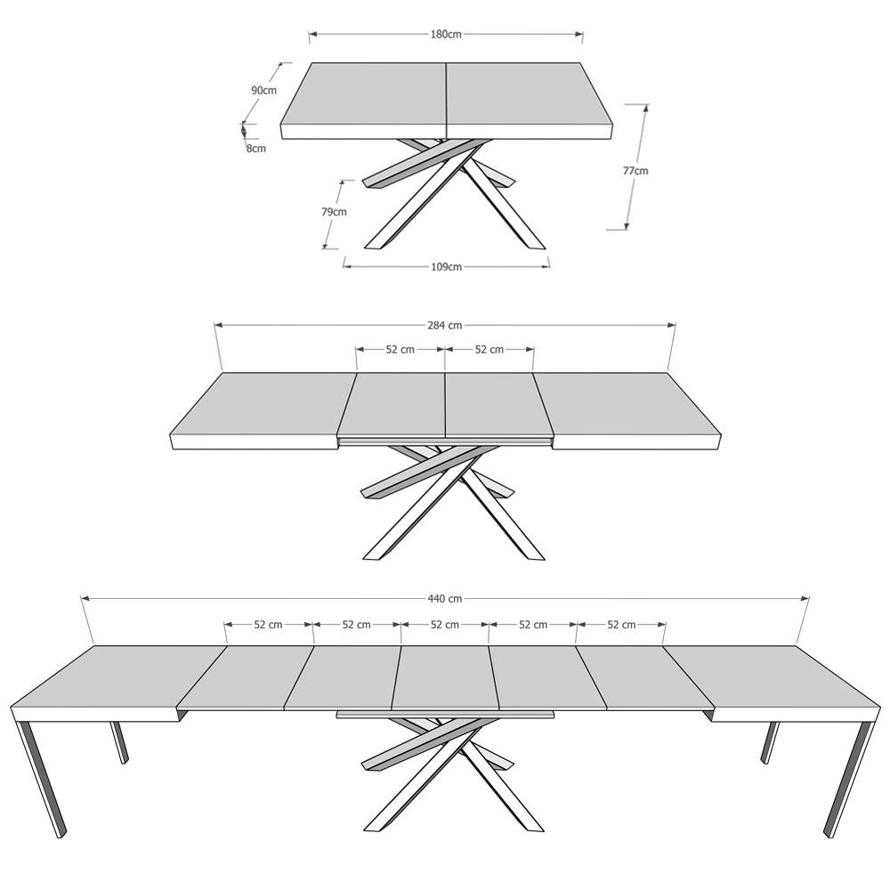 Itamoby Tavolo Volantis Allungabile piano Quercia Natura 90×180 Allungato 440 telaio 4/B Vendita Calda