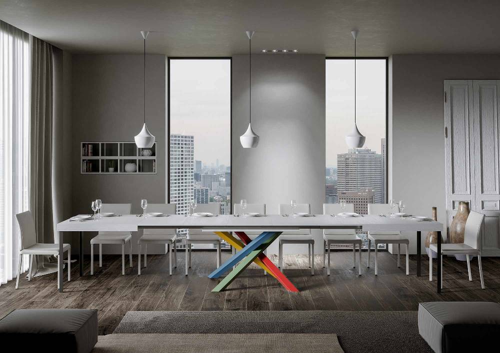 Itamoby Tavolo Volantis Allungabile piano Bianco Frassino 90×130 Allungato 390 telaio 4/B Spedizione gratuita