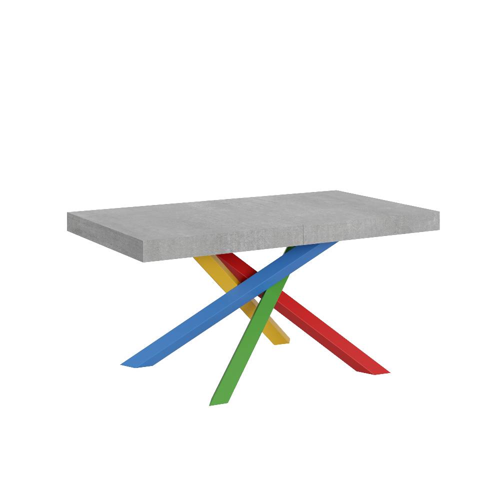 Itamoby Tavolo Volantis Allungabile piano Cemento 90×160 Allungato 264 telaio 4/B