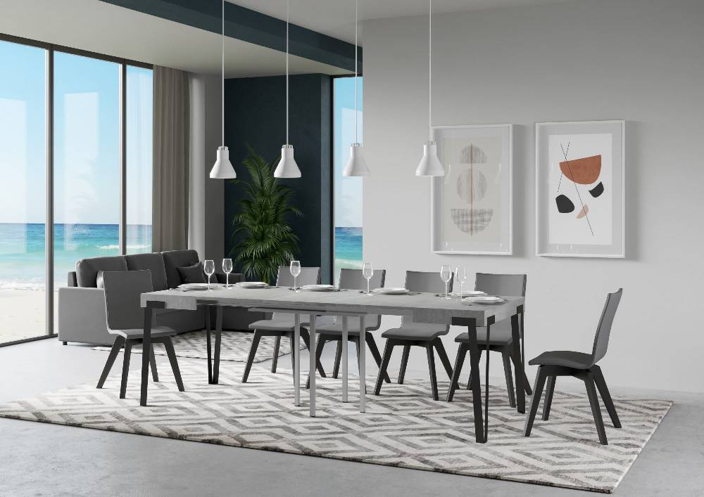 Itamoby Tavolo Rio Allungabile piano Cemento 90×90 Allungato 246 telaio Antracite Offerte giornaliere