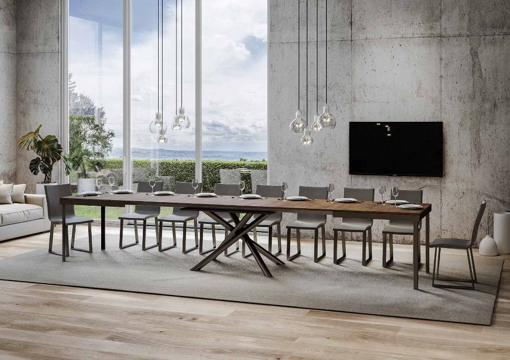 Itamoby Tavolo Famas Evolution piano Noce 90×180 Allungato 440 telaio Antracite Sconti VIP