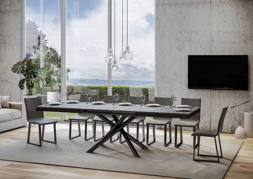 Itamoby Tavolo Famas Evolution piano Cemento 90×160 Allungato 420 telaio Antracite Rilascio limitato