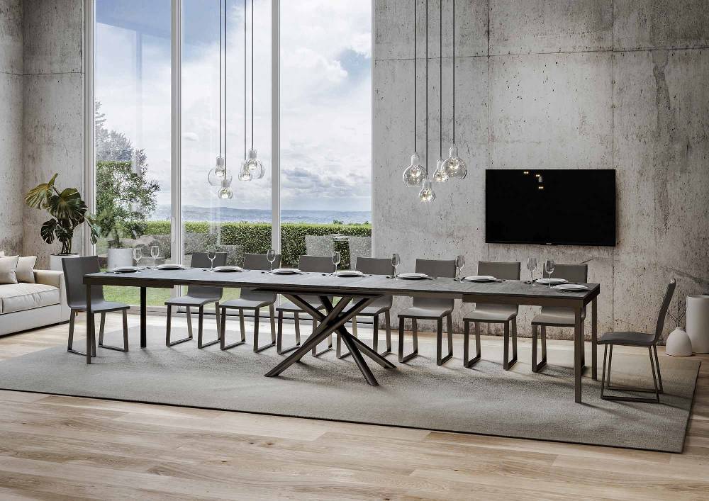 Itamoby Tavolo Famas Evolution piano Cemento 90×160 Allungato 420 telaio Antracite Rilascio limitato