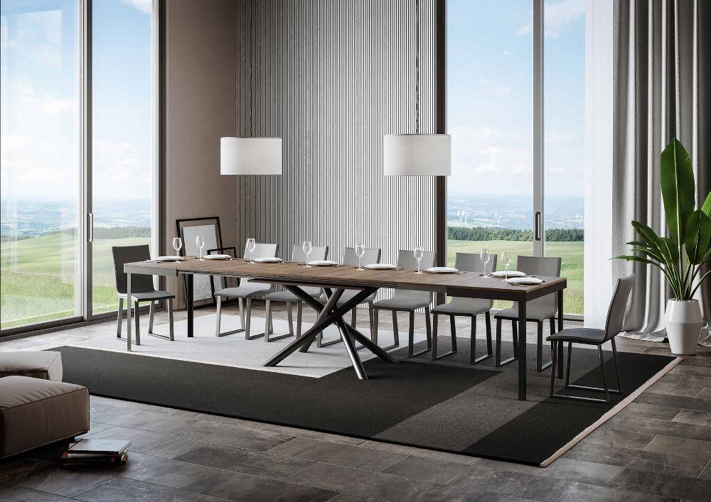 Itamoby Tavolo Famas Evolution piano Noce 90×120 Allungato 380 telaio Antracite Latest stili