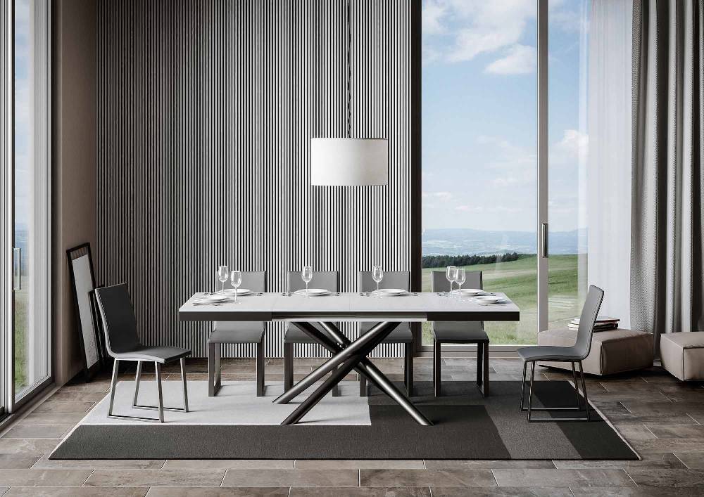 Itamoby Tavolo Famas Evolution piano Bianco Frassino 90×120 Allungato 380 telaio Antracite Promozione temporanea